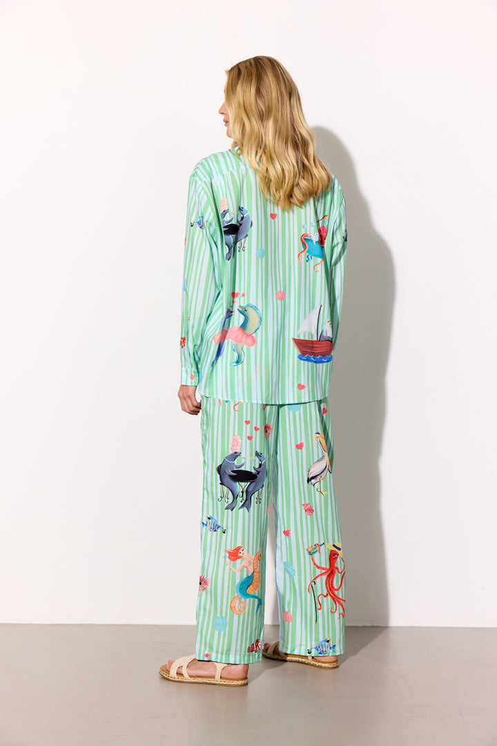 HUNKØN Nessie Shirt Skjorter Green Ocean Art Print