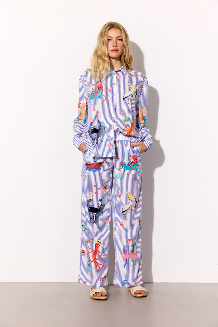 HUNKØN Nessie Trousers Bukser Blue Ocean Art Print