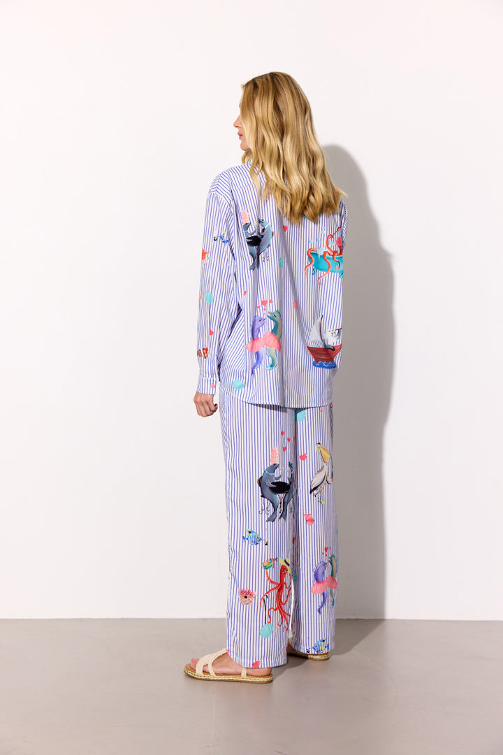 HUNKØN Nessie Trousers Bukser Blue Ocean Art Print