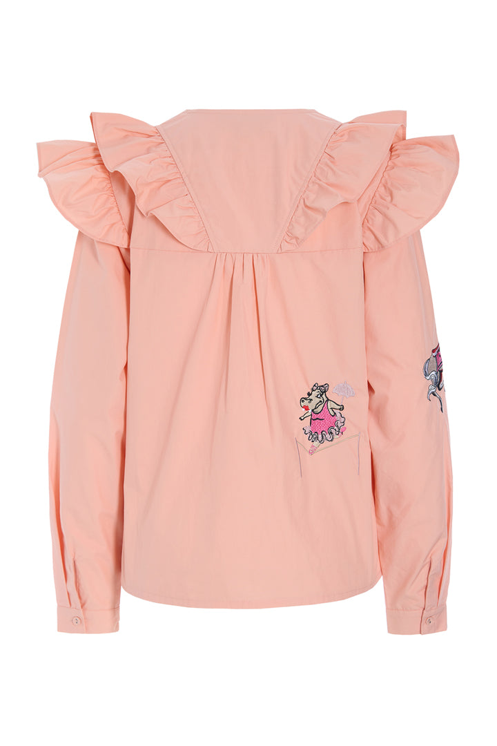 HUNKØN Nola Ruffle Shirt Skjorter Peach