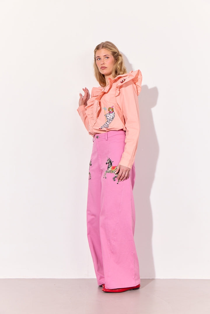 HUNKØN Nola Ruffle Shirt Skjorter Peach