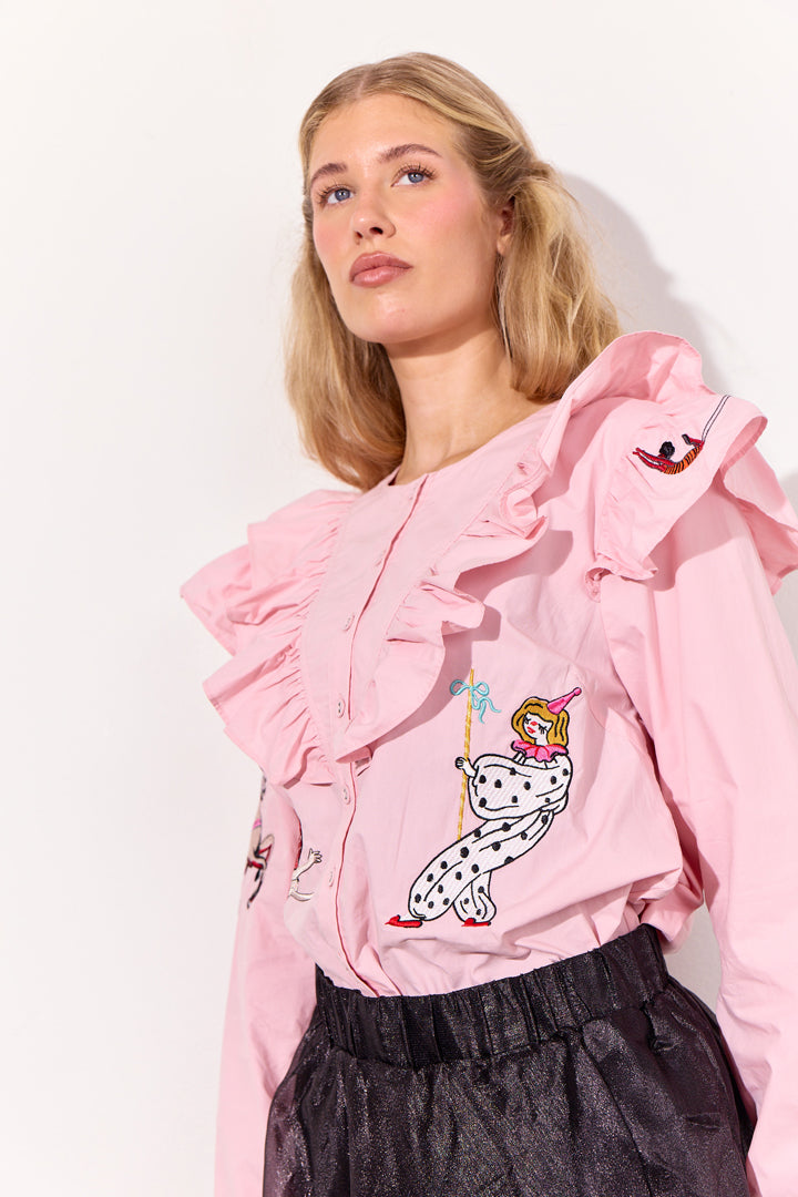 HUNKØN Nola Ruffle Shirt Skjorter Soft Pink