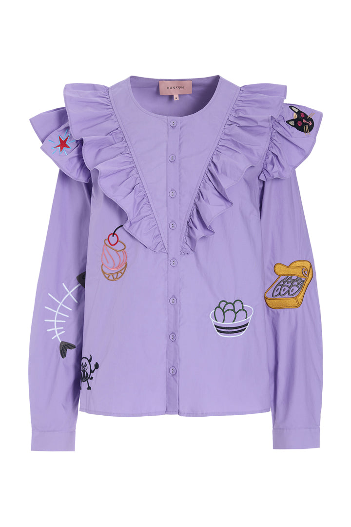 HUNKØN Nola Ruffle Shirt Skjorter Lavender