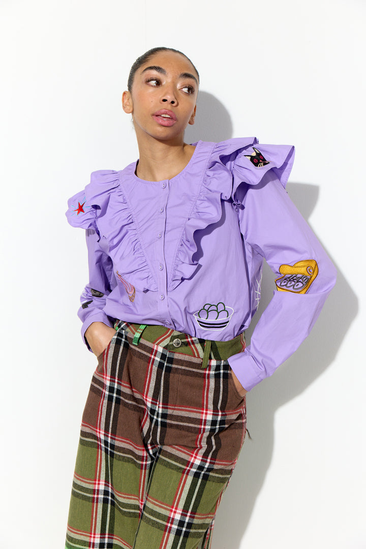 HUNKØN Nola Ruffle Shirt Skjorter Lavender