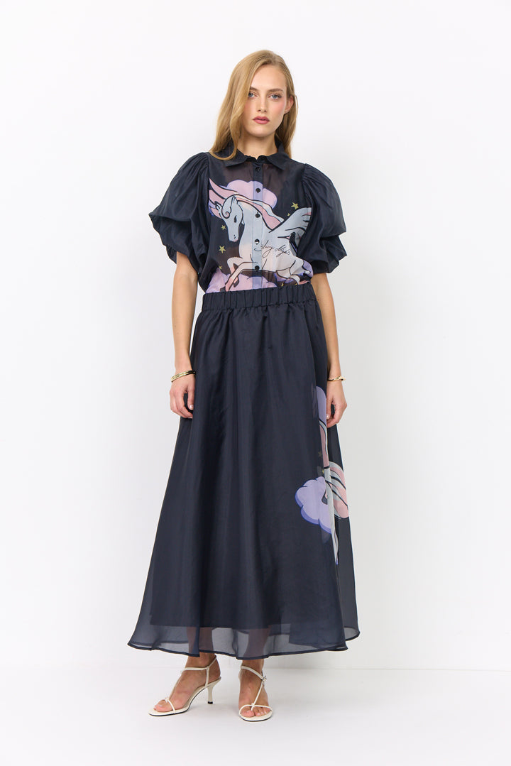 HUNKØN Pallas Long Skirt Nederdele Black Pony