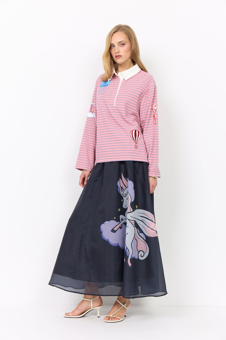 HUNKØN Pallas Long Skirt Nederdele Black Pony