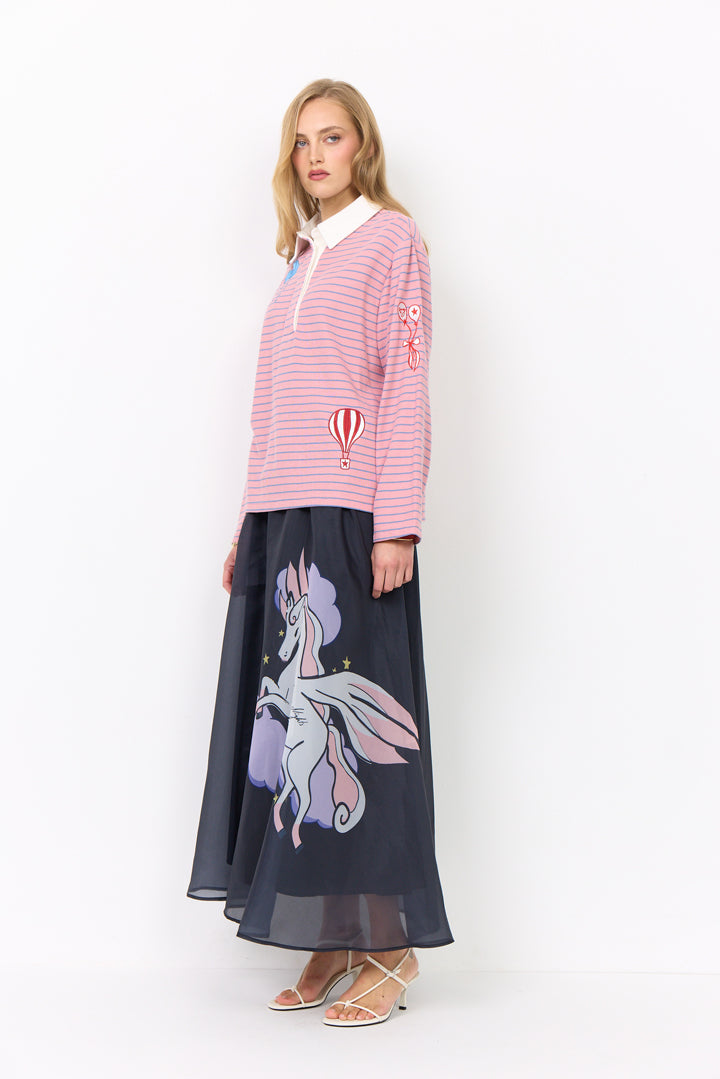 HUNKØN Pallas Long Skirt Nederdele Black Pony