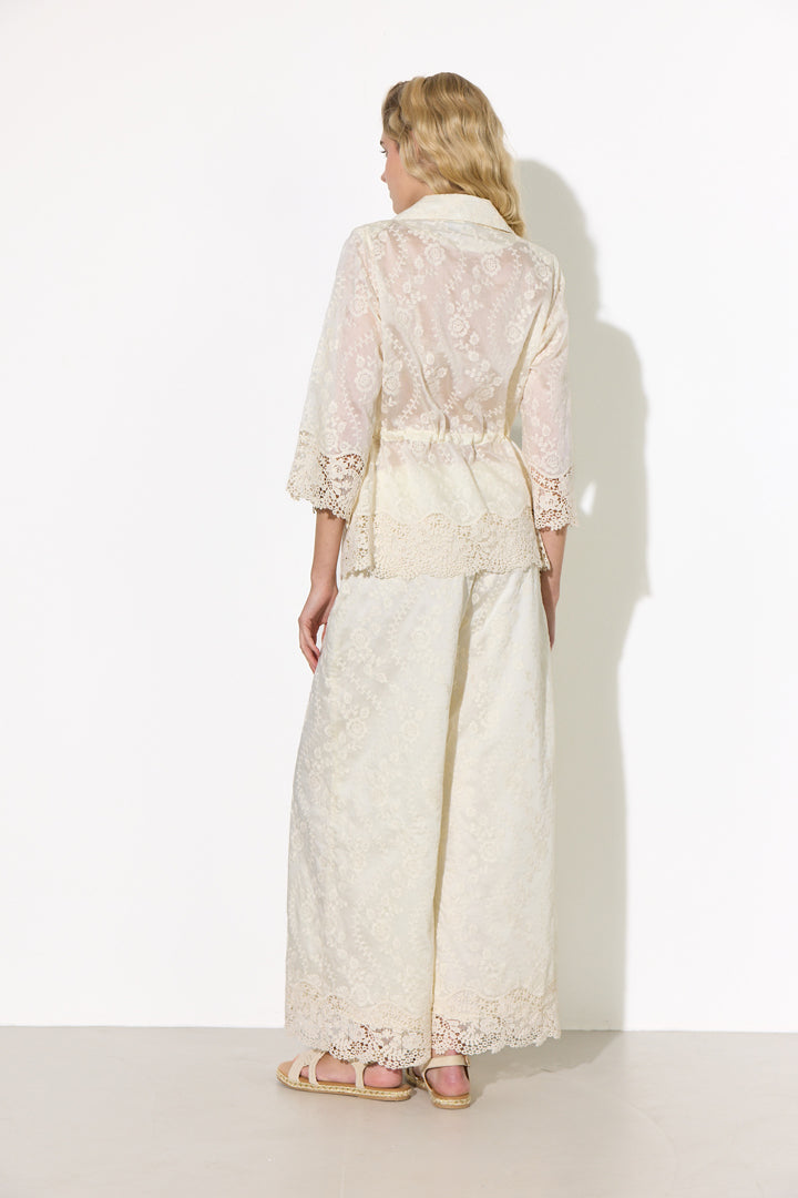 HUNKØN Patty Lace Trousers Bukser Cream