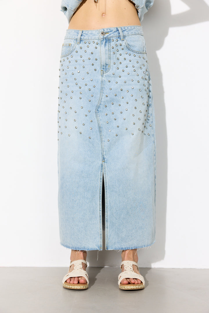 HUNKØN Priya Gem Skirt Nederdele Light Denim