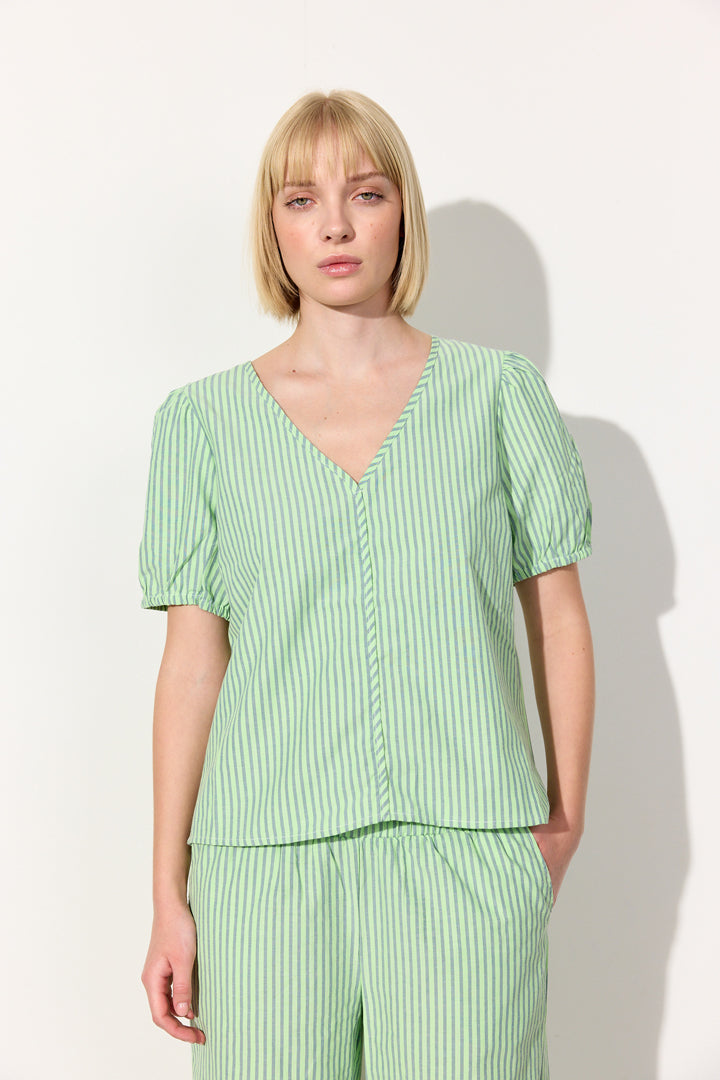 HUNKØN Randi Top Toppe Green Striped
