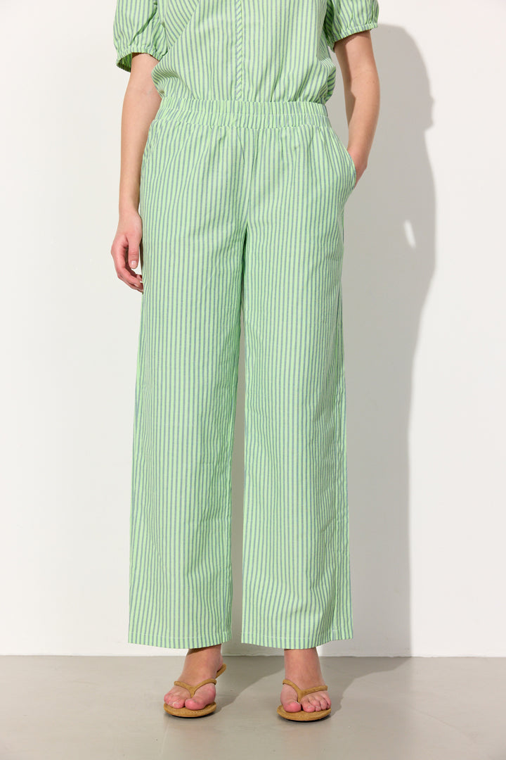 HUNKØN Randi Trousers Bukser Green Striped