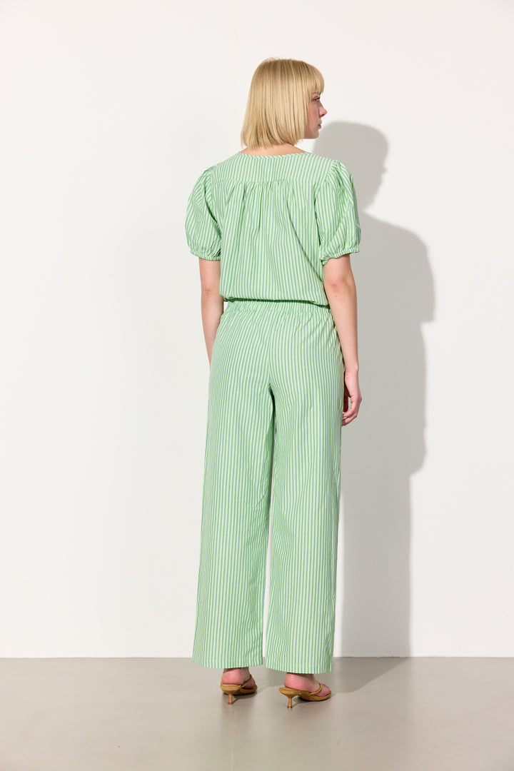 HUNKØN Randi Trousers Bukser Green Striped