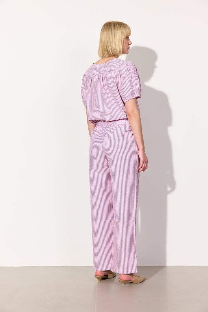 HUNKØN Randi Trousers Bukser Pink Striped