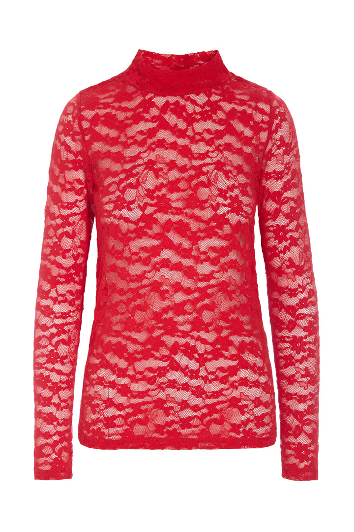 HUNKØN Rita Lace Blouse Bluser Red