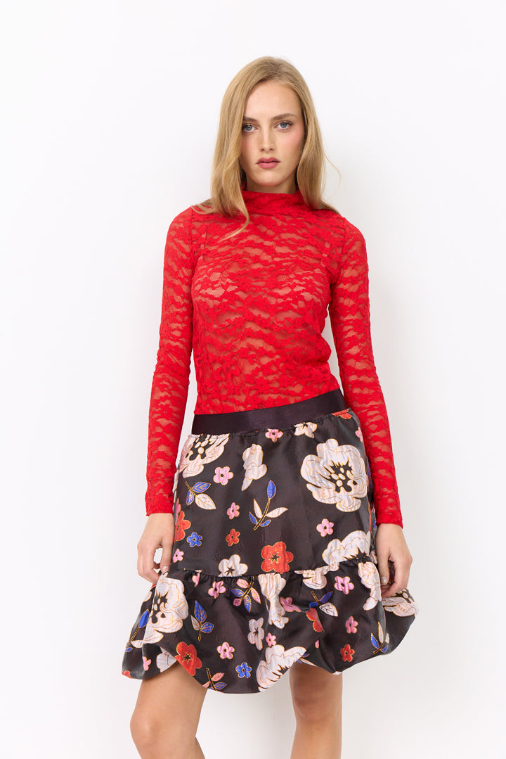 HUNKØN Rita Lace Blouse Bluser Red