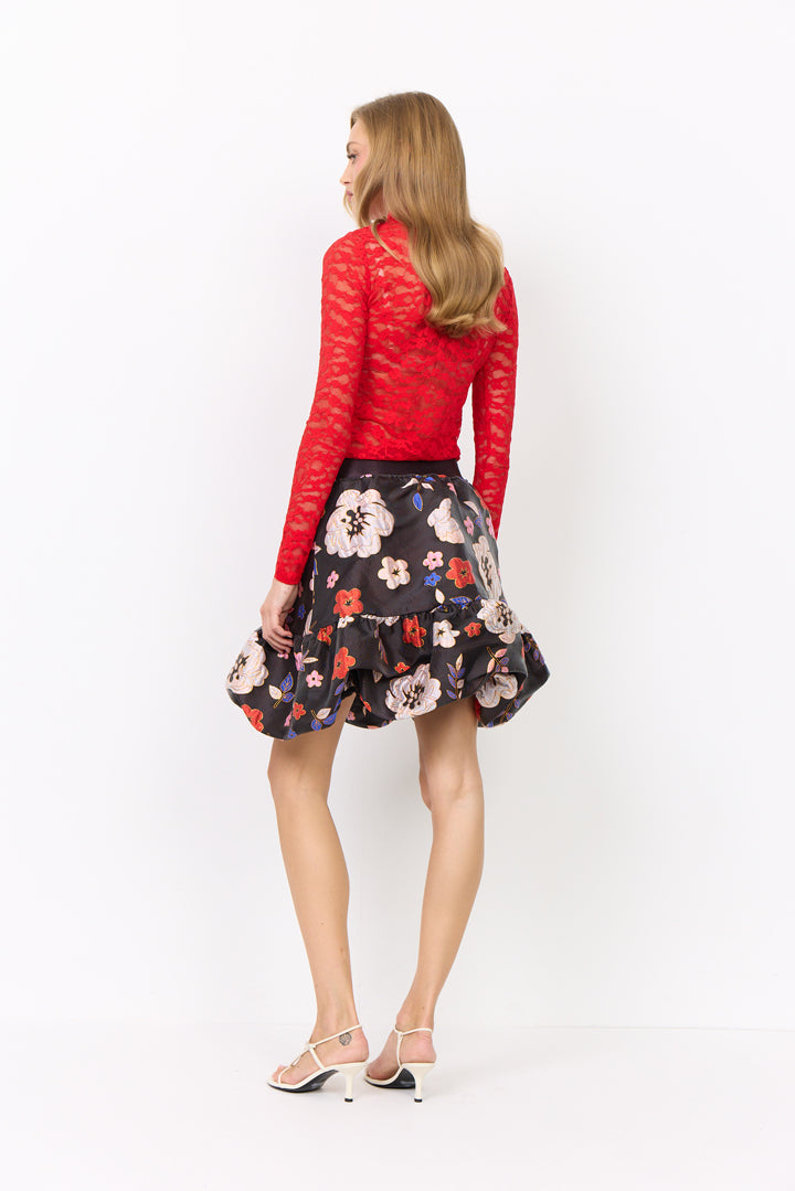 HUNKØN Rita Lace Blouse Bluser Red