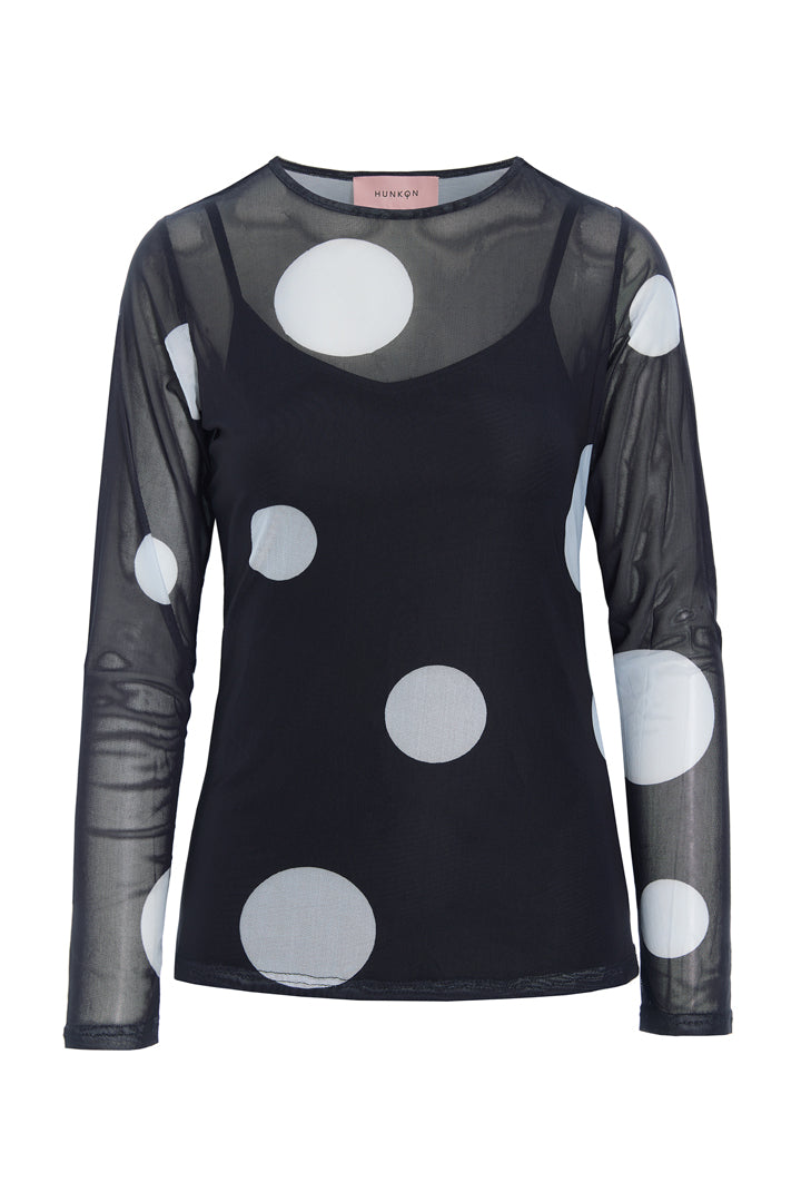 HUNKØN Salem Mesh Blouse Bluser Black