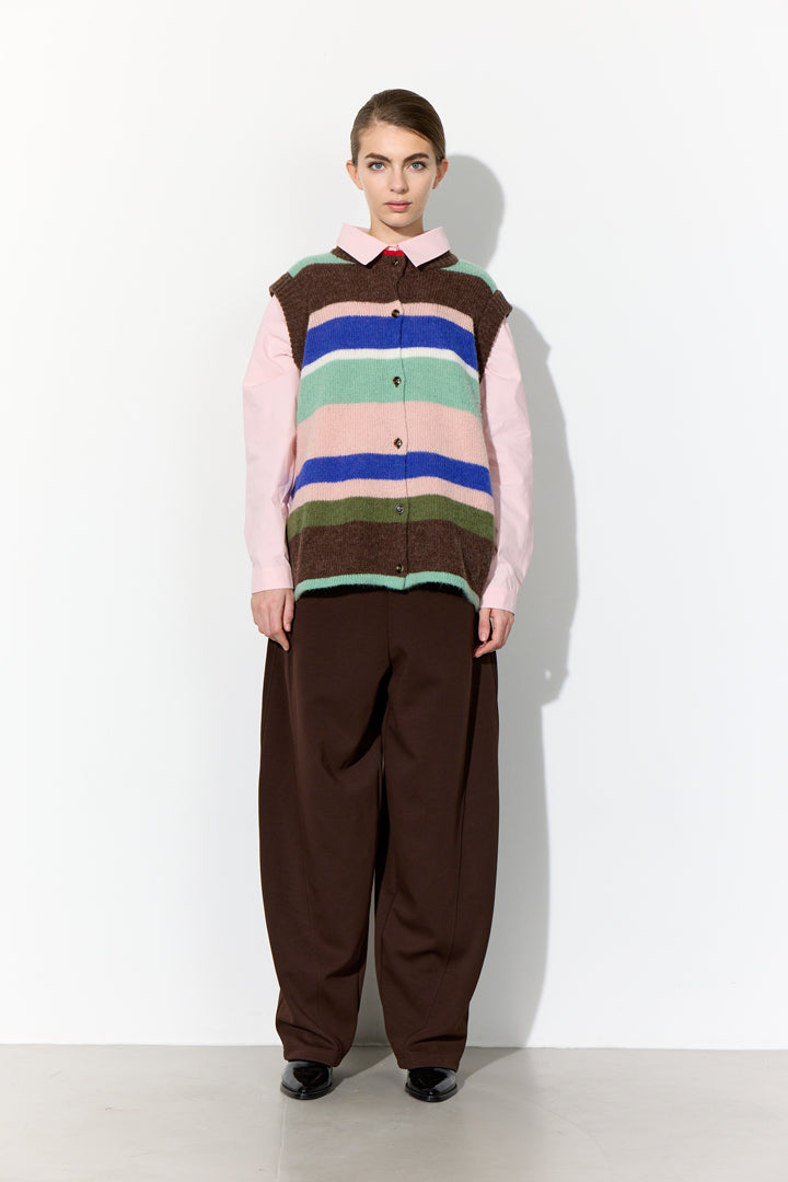 HUNKØN Tallulah Knit Vest Vests Brown Stripes