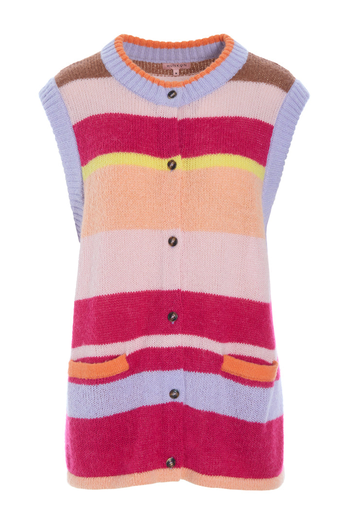 HUNKØN Tallulah Knit Vest Vests Peach Stripes
