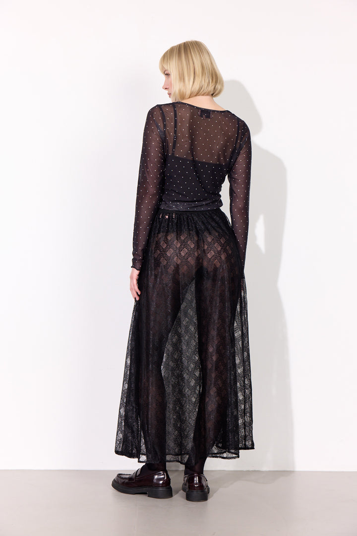 HUNKØN Tova Mesh Blouse Bluser Black