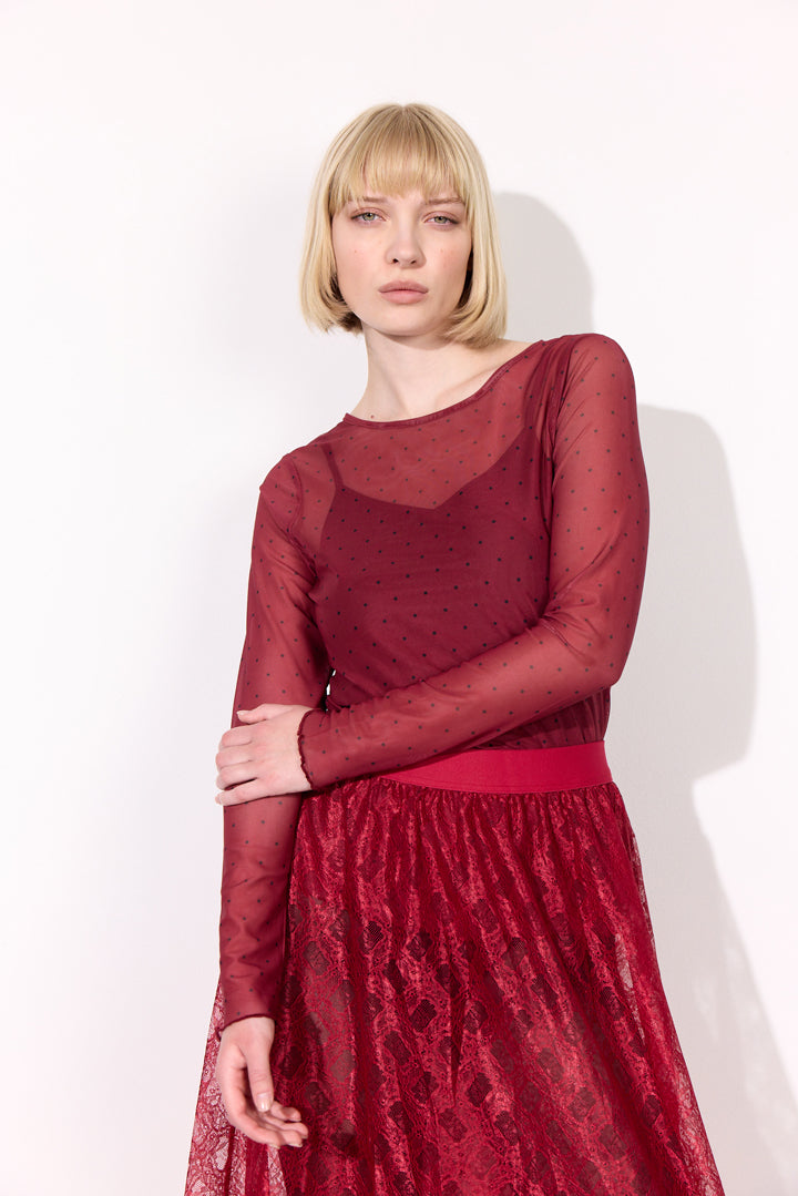 HUNKØN Tova Mesh Blouse Bluser Zinfandel