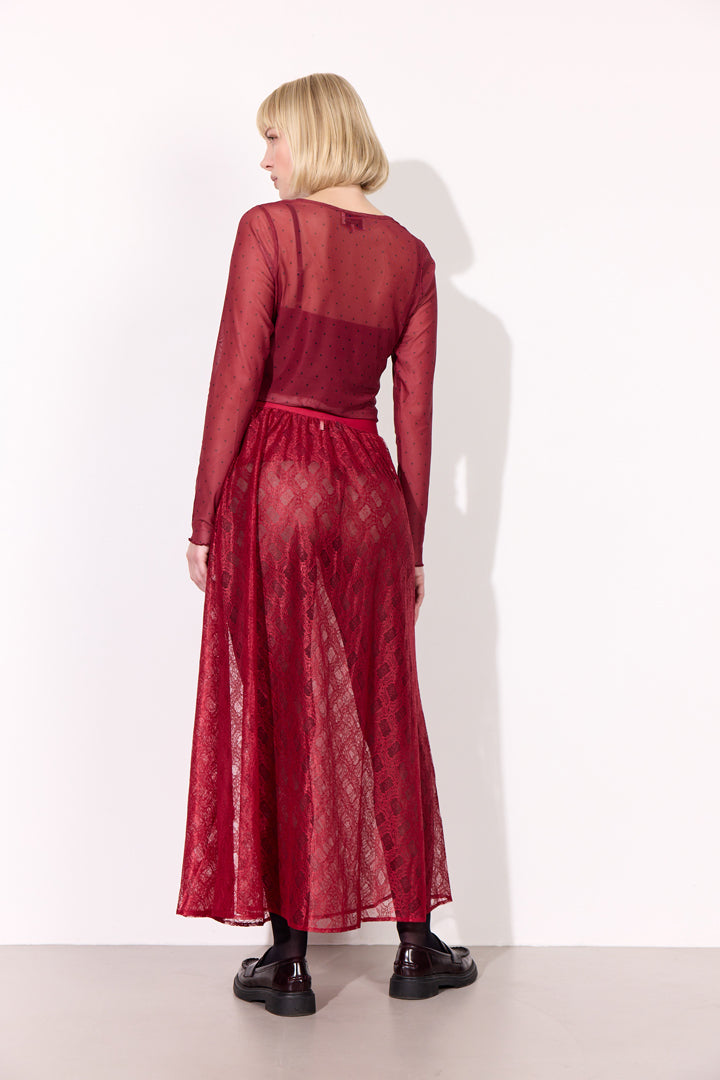 HUNKØN Tova Mesh Blouse Bluser Zinfandel