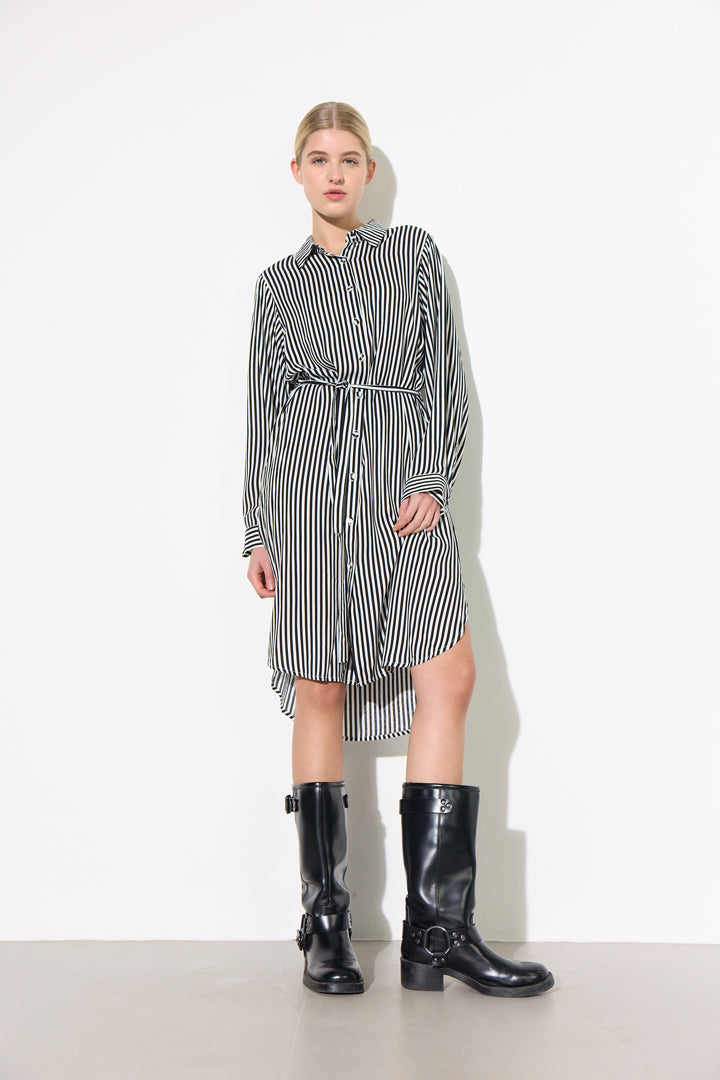 HUNKØN Vicky Shirtdress Kjoler Black striped