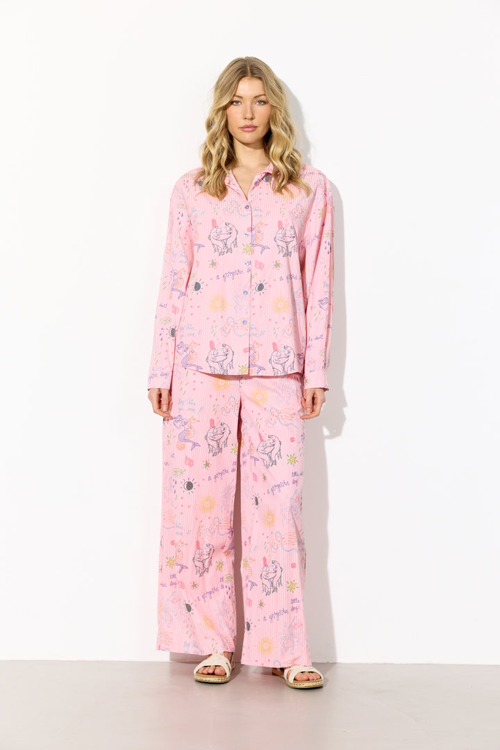 HUNKØN Zoe Shirt Skjorter Pink Sea Creatures Art Print