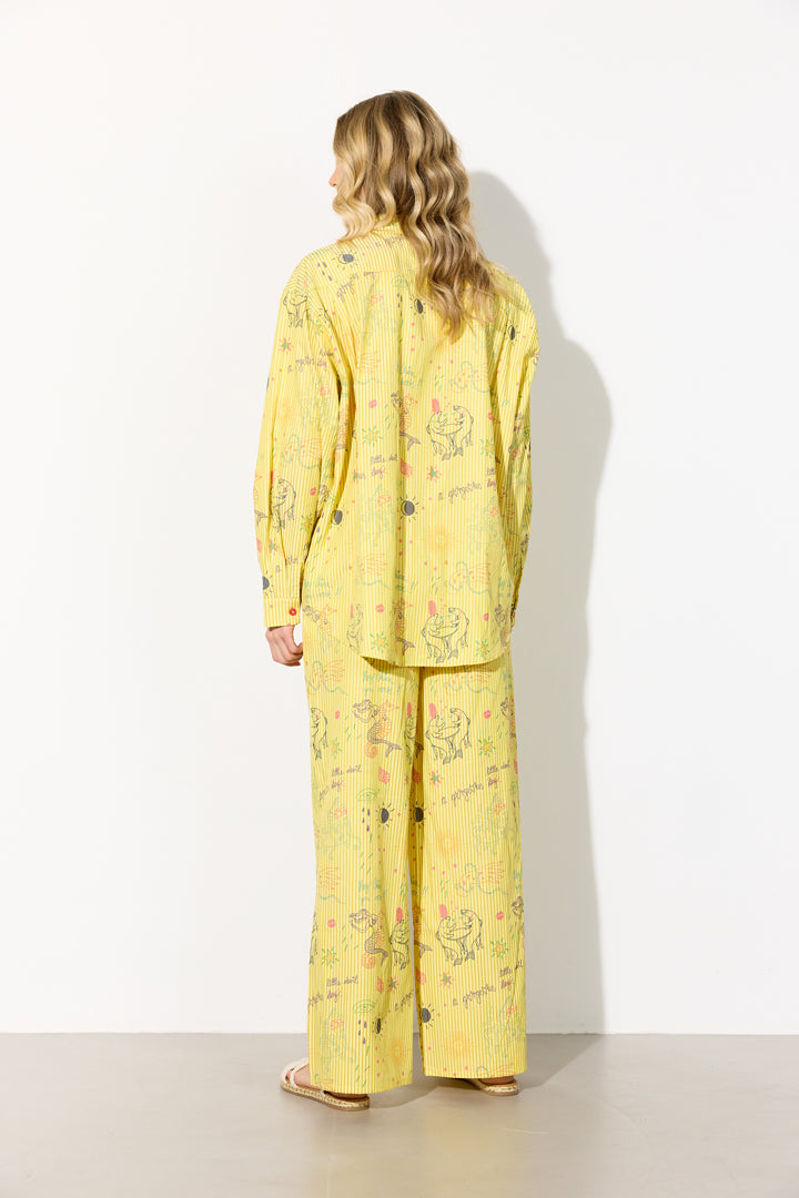 HUNKØN Zoe Shirt Skjorter Yellow Sea Creatures Art Print