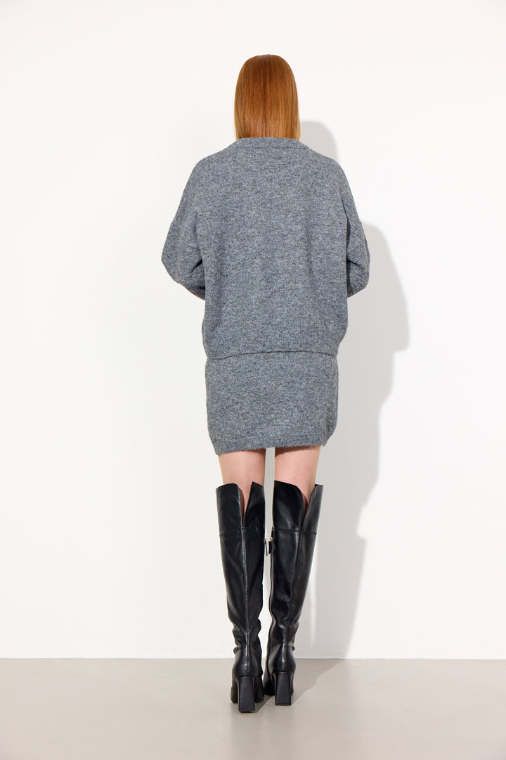 HUNKØN Adriana Knit Skirt Nederdele Grey Melange