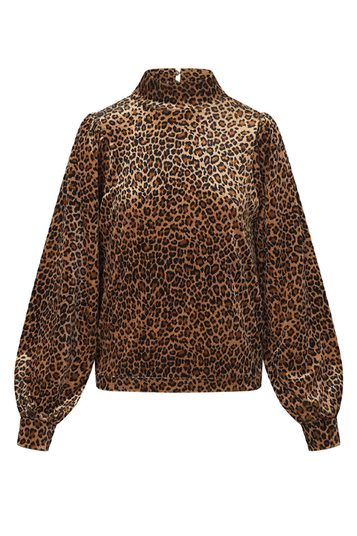 HUNKØN Angela Velour Blouse Bluser Leopard