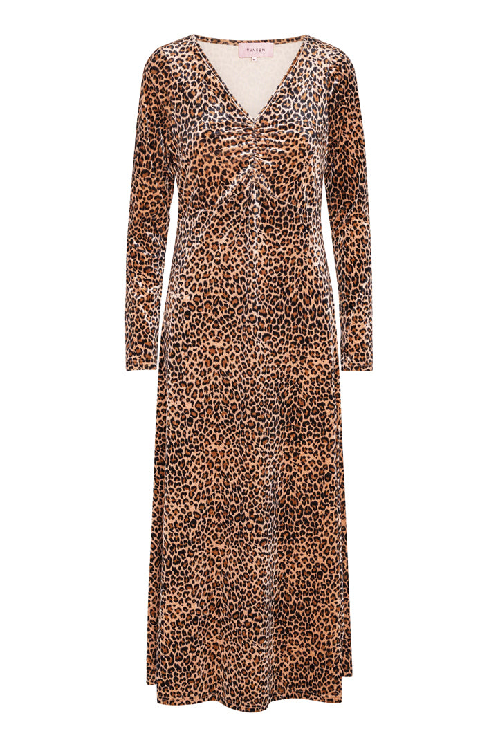 HUNKØN Angela Velour Dress Kjoler Leopard