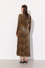 HUNKØN Angela Velour Dress Kjoler Leopard