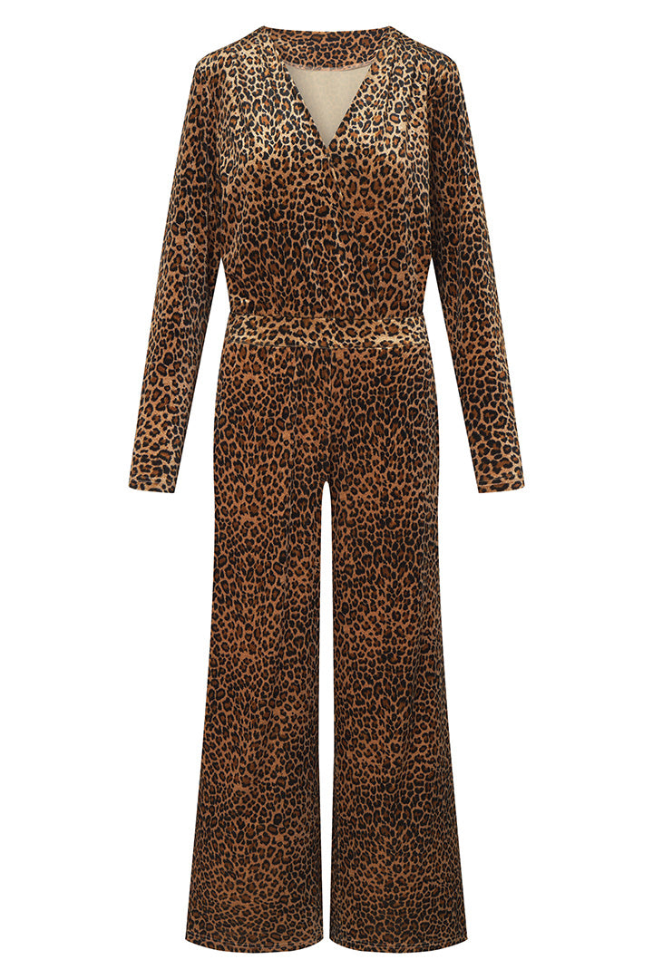 HUNKØN Angela Velour Jumpsuit Flyverdragter Leopard