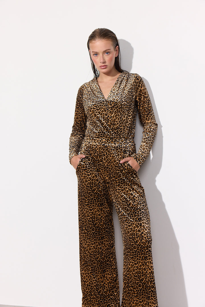 HUNKØN Angela Velour Jumpsuit Flyverdragter Leopard