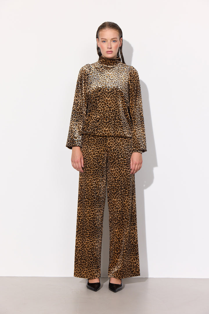 HUNKØN Angela velour trousers Bukser Leopard