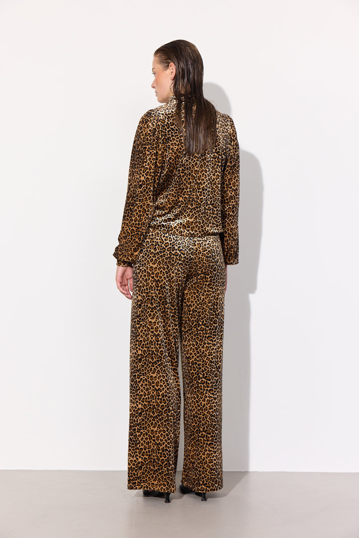 HUNKØN Angela velour trousers Bukser Leopard