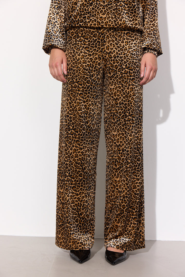 HUNKØN Angela velour trousers Bukser Leopard