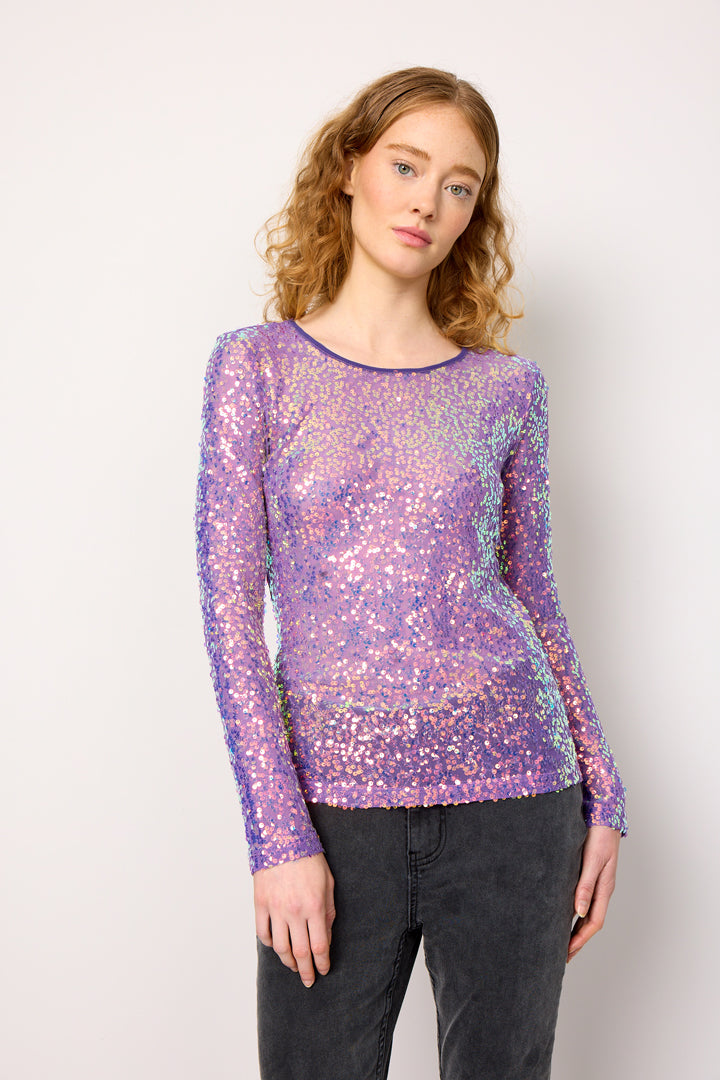 HUNKØN Aya Sequin Blouse Bluser Purple