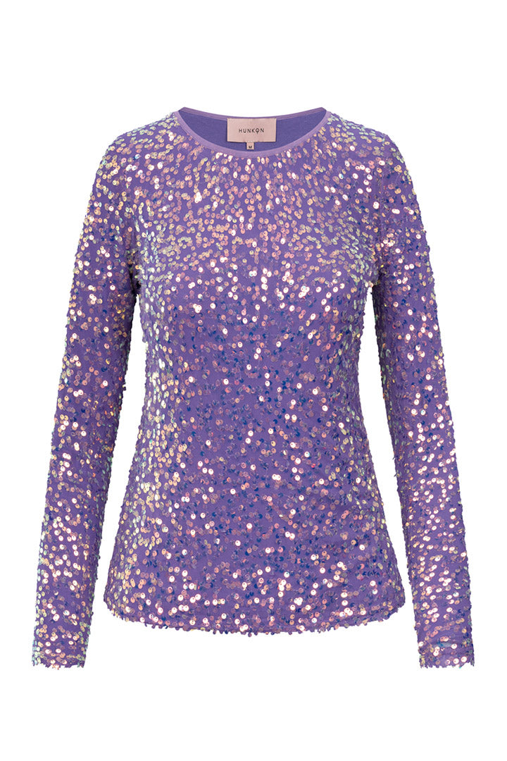 HUNKØN Aya Sequin Blouse Bluser Purple