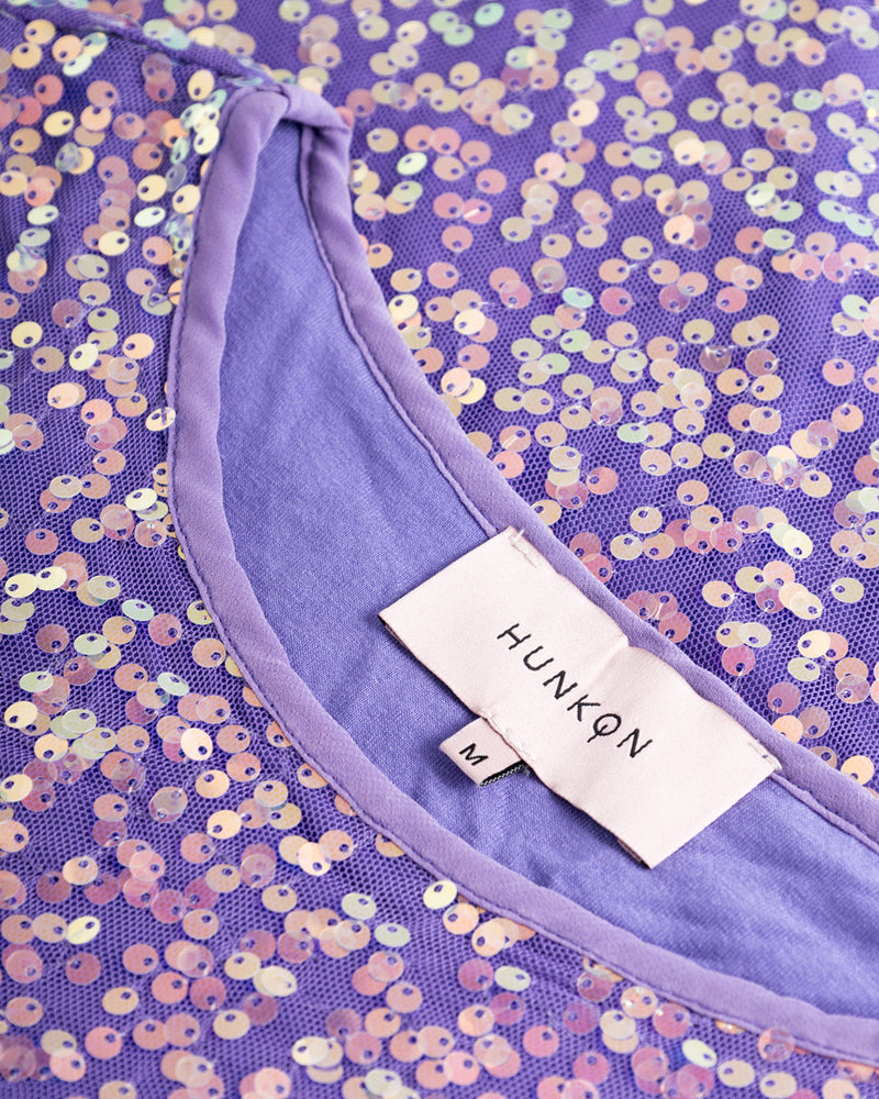 HUNKØN Aya Sequin Blouse Bluser Purple