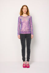 HUNKØN Aya Sequin Blouse Bluser Purple