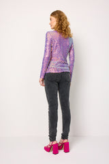 HUNKØN Aya Sequin Blouse Bluser Purple