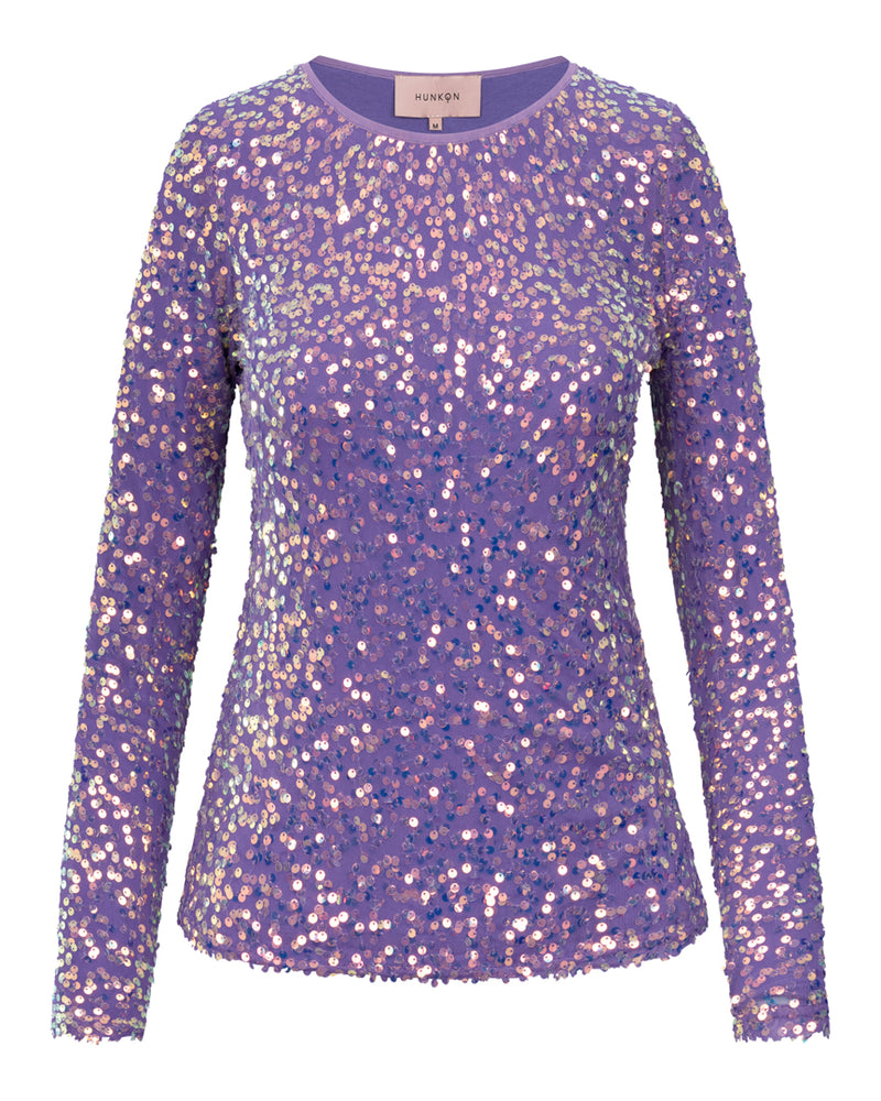 HUNKØN Aya Sequin Blouse Bluser Purple