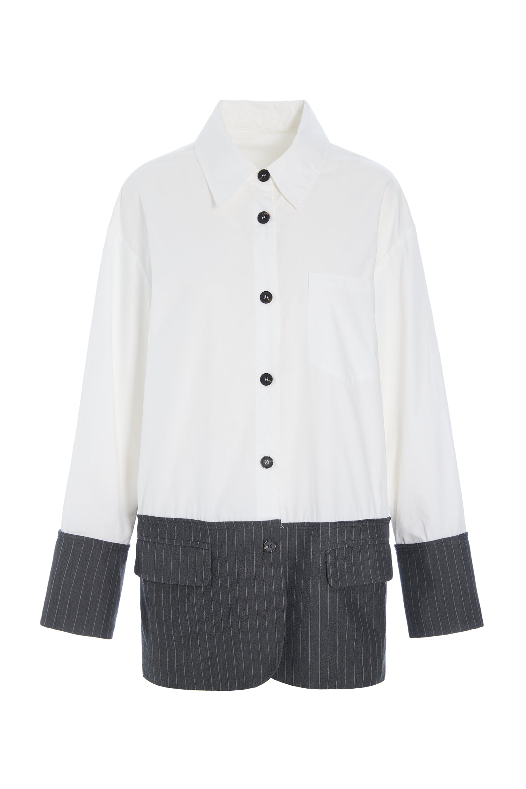 HUNKØN Billie Shirt Skjorter White & Grey