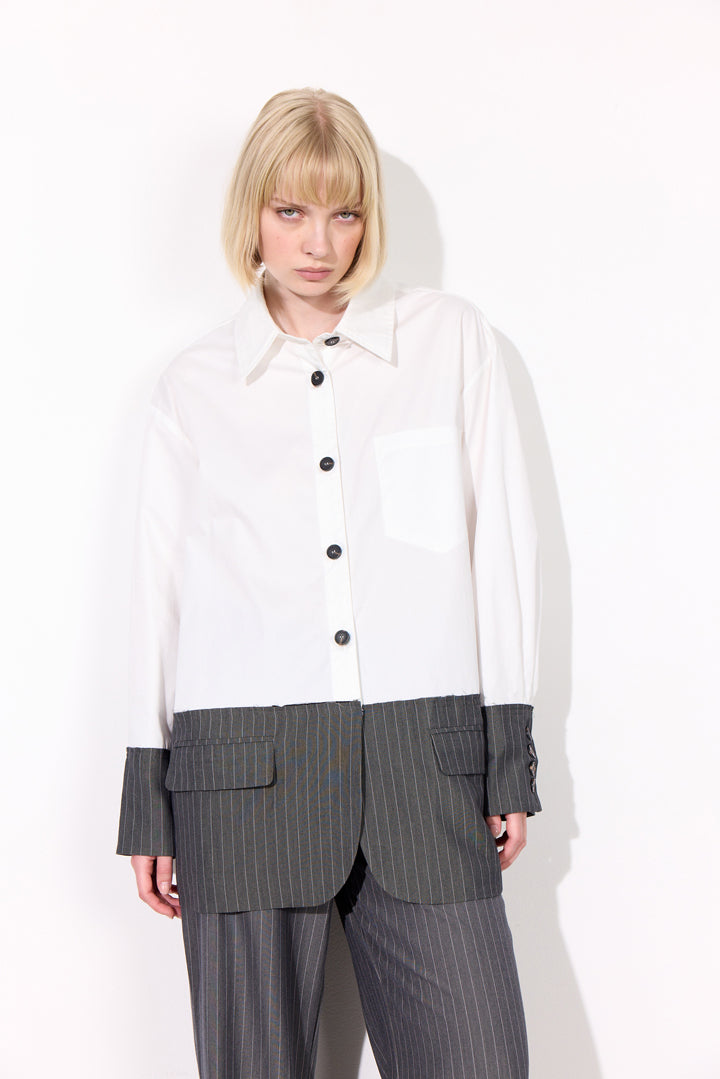 HUNKØN Billie Shirt Skjorter White & Grey