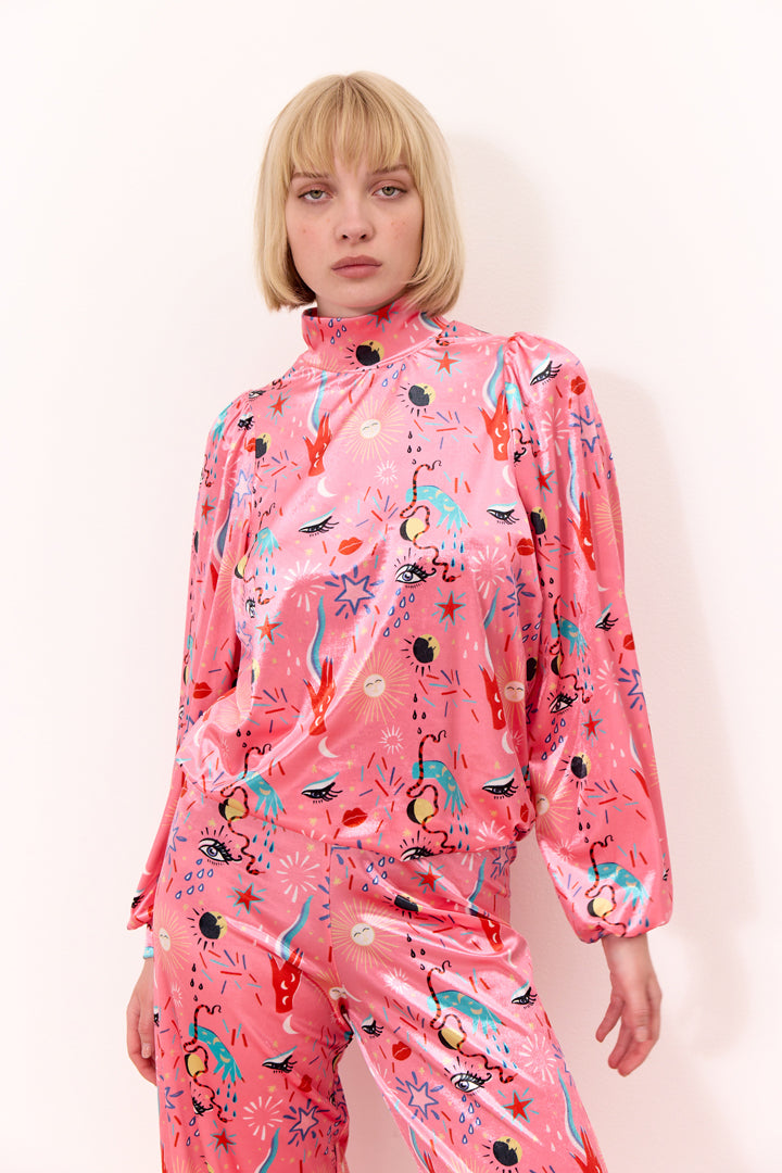 HUNKØN Birdy Blouse Bluser Graffiti Art Print