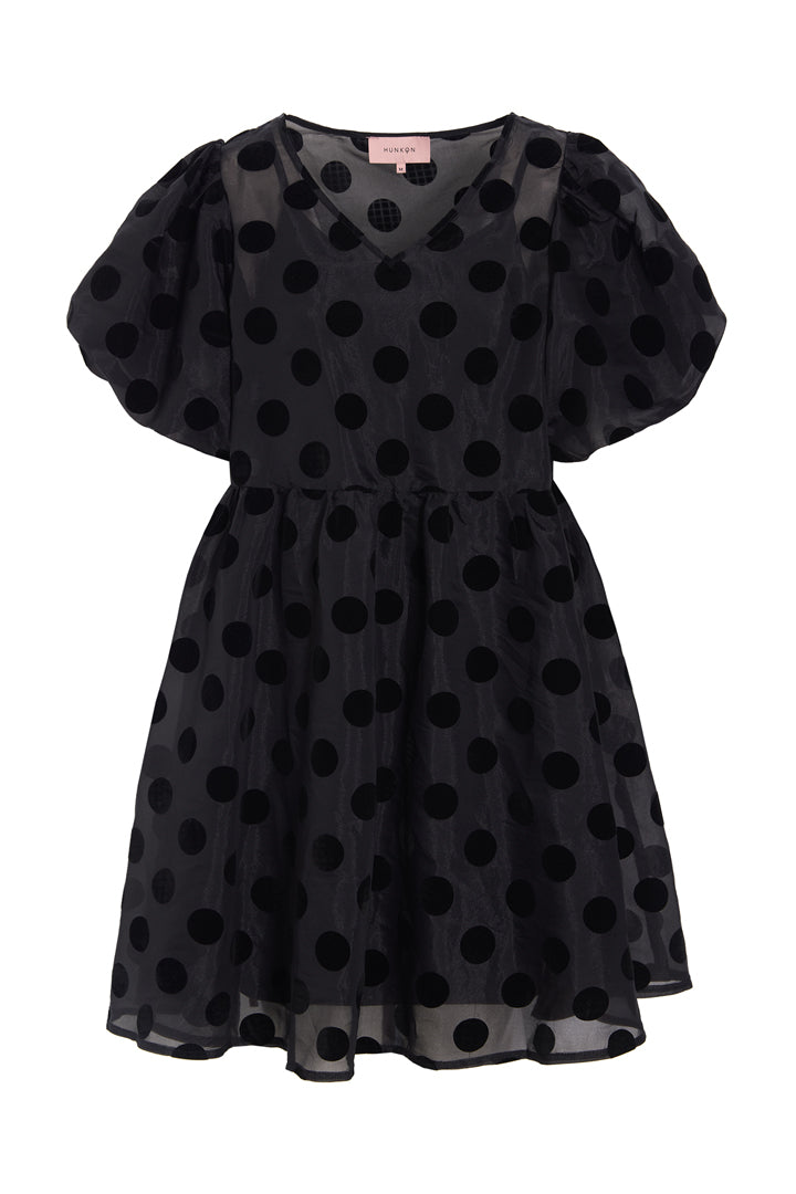 HUNKØN Bobby Dress Kjoler Black w/dots