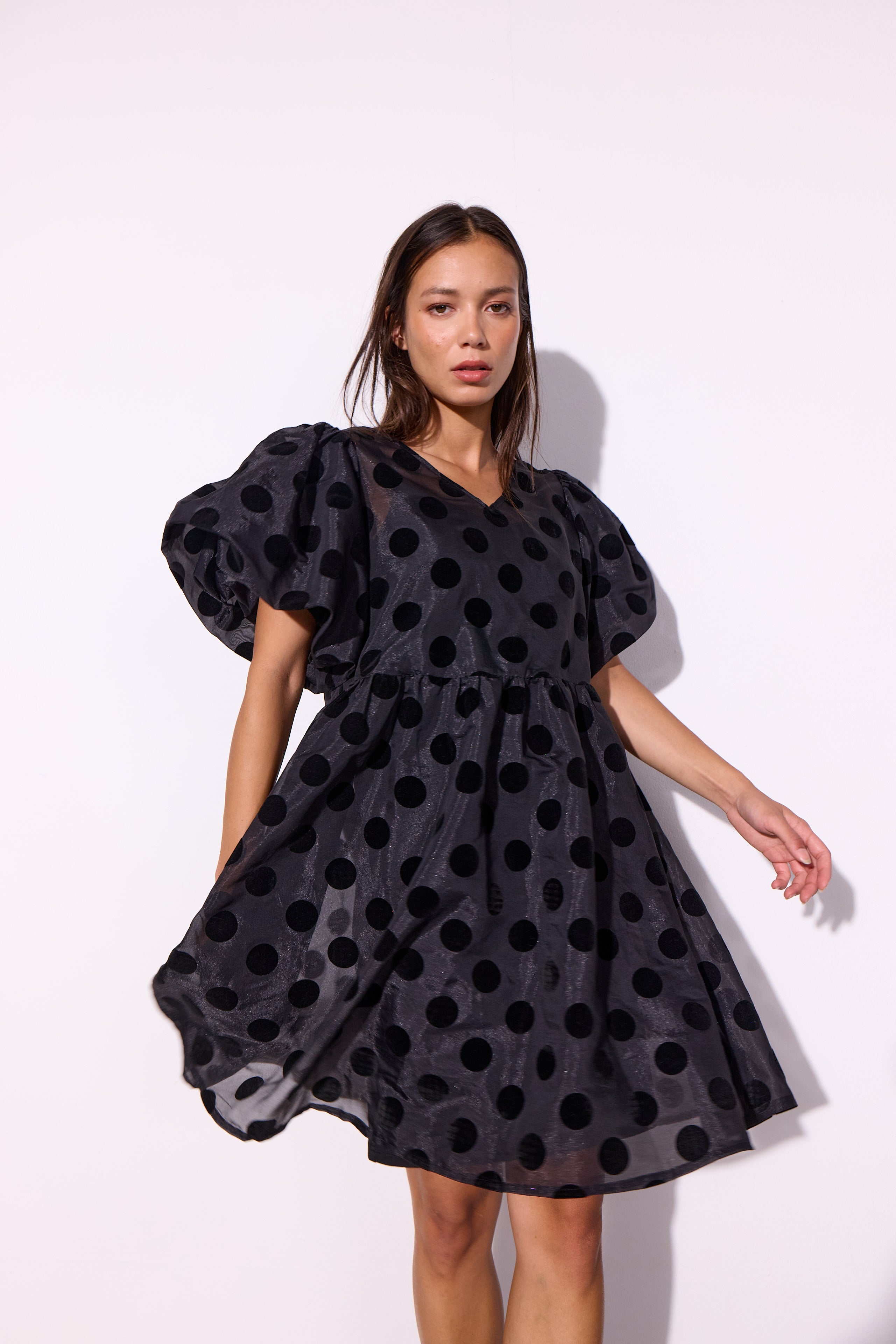 HUNKØN Bobby Dress Kjoler Black w/dots