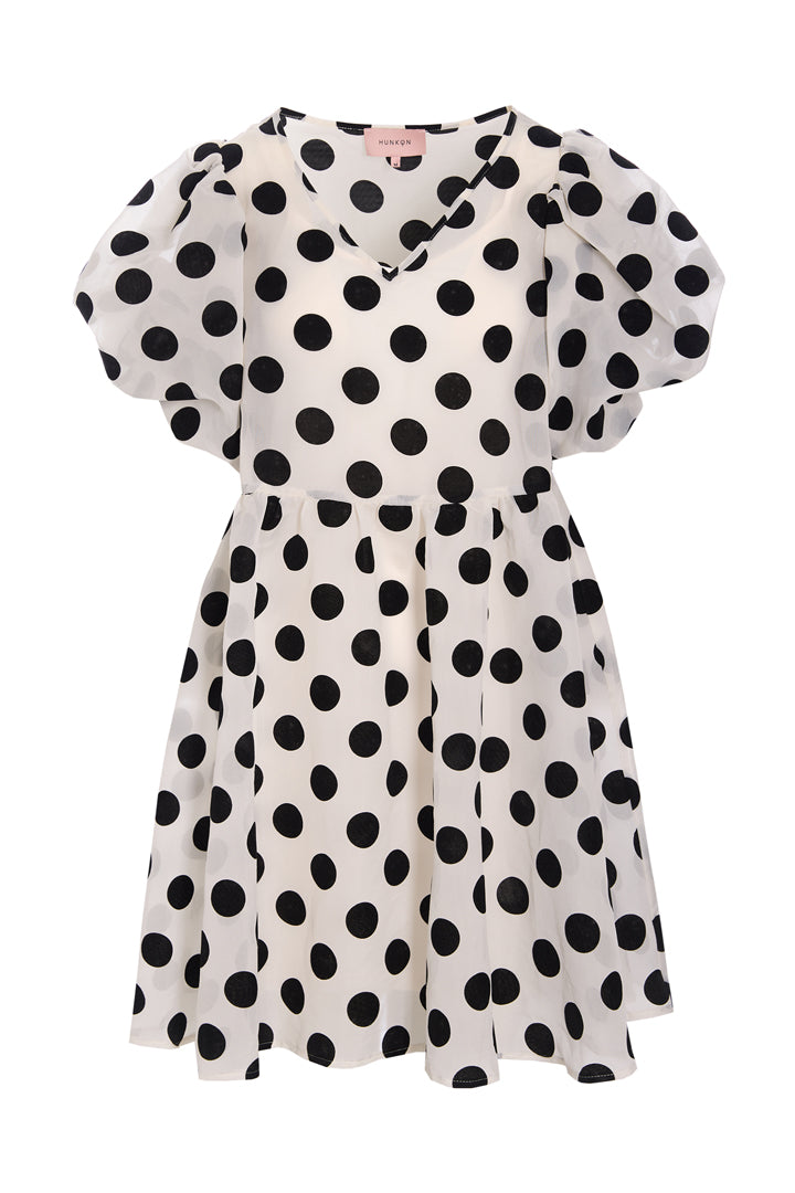 HUNKØN Bobby Dress Kjoler White w/ dots